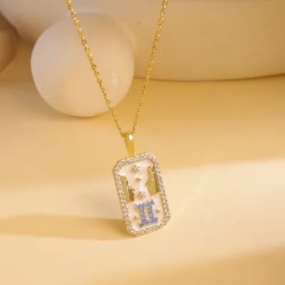 Women Fashion Twelve Zodiac Multicolor Zircon Necklace