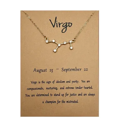 Women Fashion Card Twelve Zodiac Alloy Pendant Necklace