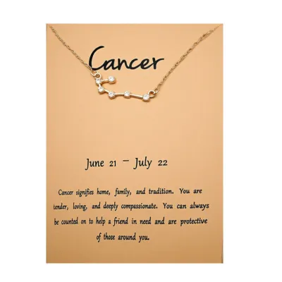 Women Fashion Card Twelve Zodiac Alloy Pendant Necklace