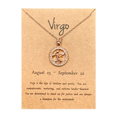 Women Fashion Card Twelve Zodiac Alloy Pendant Necklace
