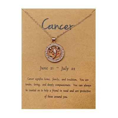 Women Fashion Card Twelve Zodiac Alloy Pendant Necklace