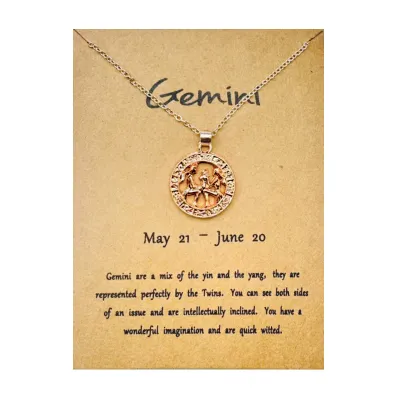 Women Fashion Card Twelve Zodiac Alloy Pendant Necklace