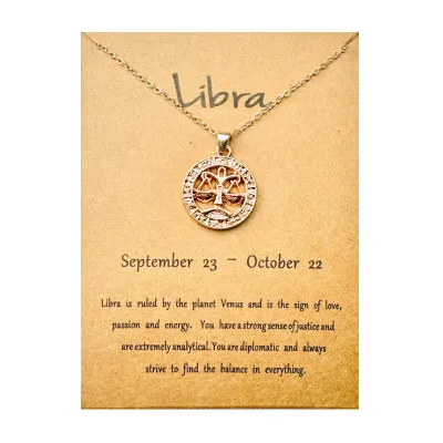 Women Fashion Card Twelve Zodiac Alloy Pendant Necklace