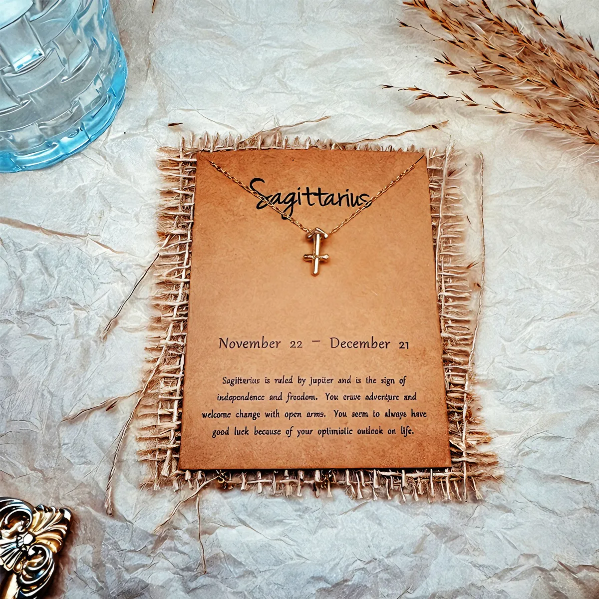 Women Fashion Card Twelve Zodiac Alloy Pendant Necklace