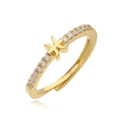 Women Fashion Twelve Zodiac Zircon Open Ring