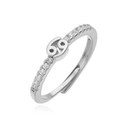 Women Fashion Twelve Zodiac Zircon Open Ring