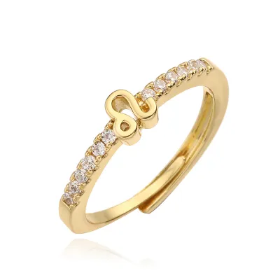 Women Fashion Twelve Zodiac Zircon Open Ring