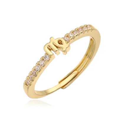 Women Fashion Twelve Zodiac Zircon Open Ring