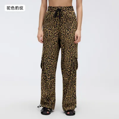 Women Fashion Casual Solid Color Outdoor Lightweight Quick-Drying Multi-Pocket Wide-Leg Sports Pants