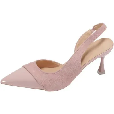 Women Fashion Casual Stitching Pointed-Toe Thin Heeled Shoes