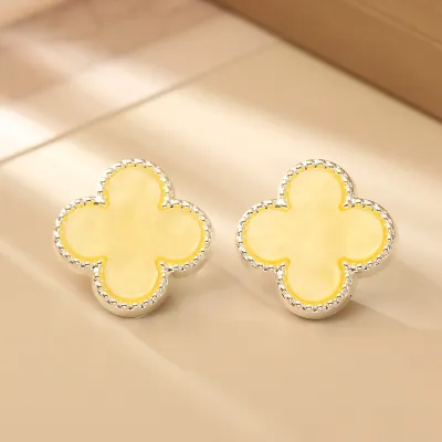Women Fashion Simple Multicolor Four-Leaf Clover Earrings
