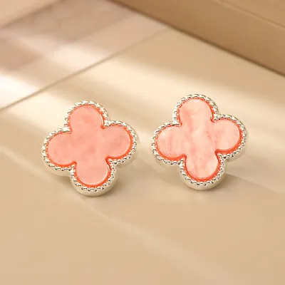 Women Fashion Simple Multicolor Four-Leaf Clover Earrings