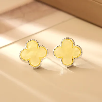 Women Fashion Simple Multicolor Four-Leaf Clover Earrings