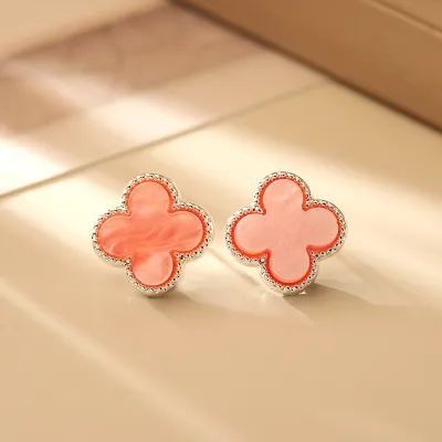 Women Fashion Simple Multicolor Four-Leaf Clover Earrings