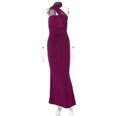 Women'S Fashion Sexy Summer Solid Color Sleeveless Slim-Fit Long Strap Dress
