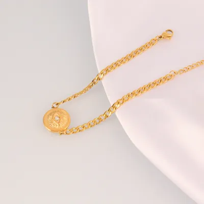 Women'S Fashion Simple Stainless Steel Evil Eye Bracelet