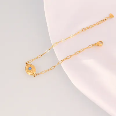 Women'S Fashion Simple Stainless Steel Evil Eye Bracelet