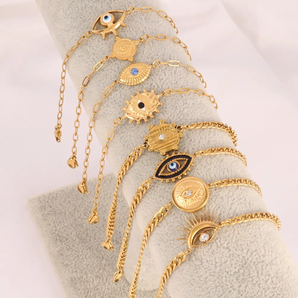 Women'S Fashion Simple Stainless Steel Evil Eye Bracelet