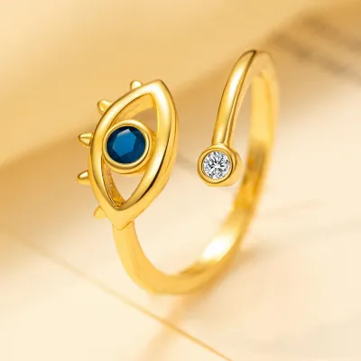 Women Fashion Blue Evil Eye Open Ring