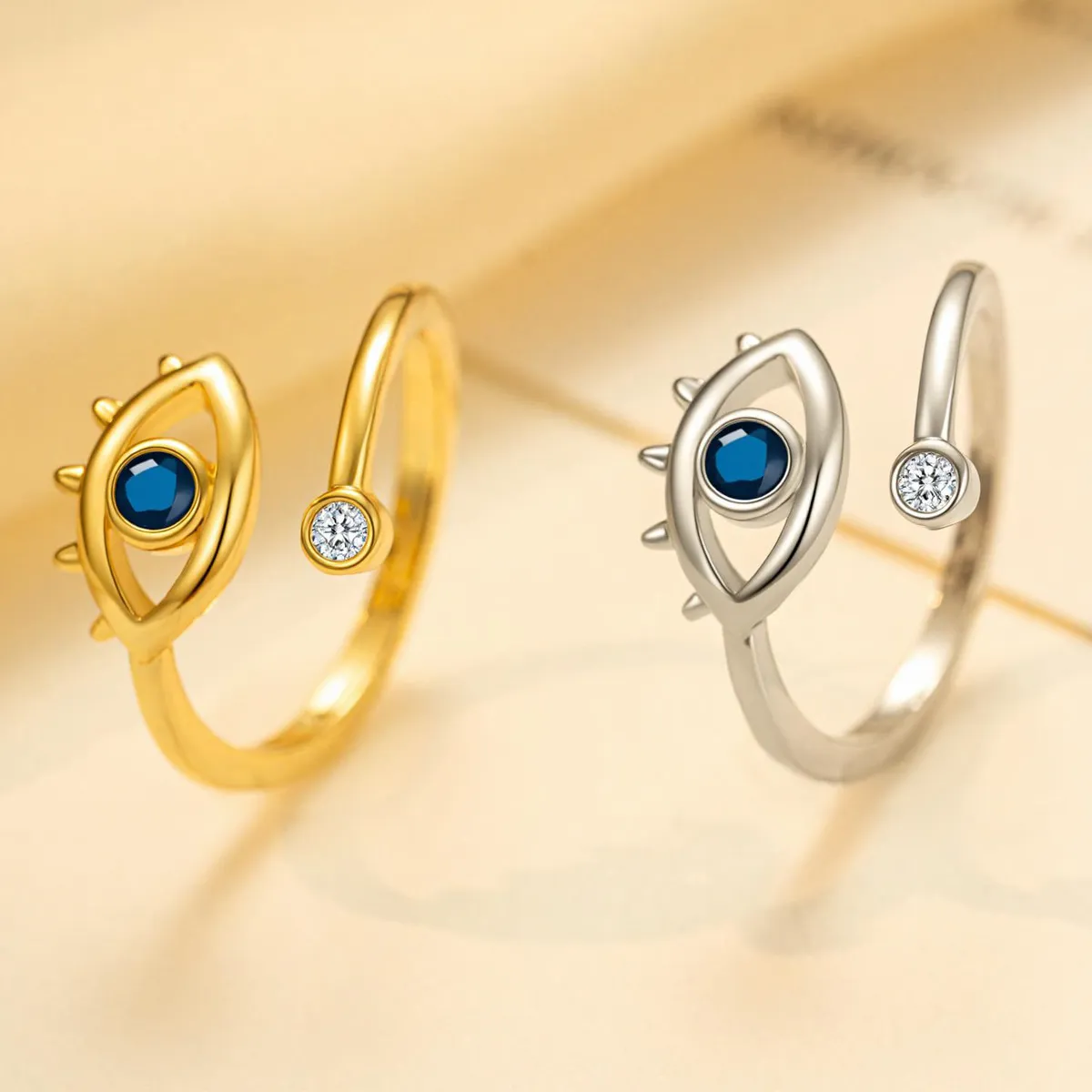 Women Fashion Blue Evil Eye Open Ring