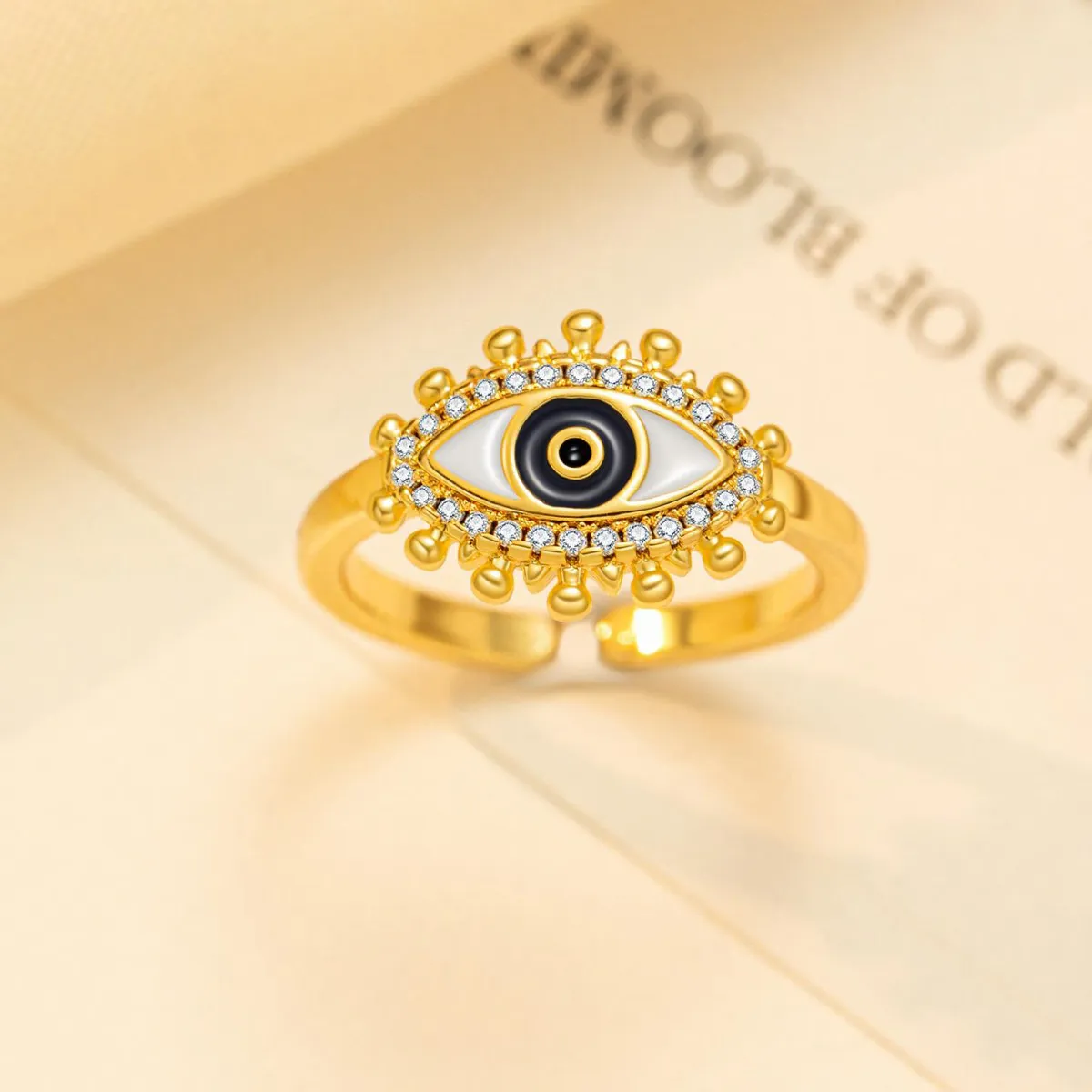 Women Fashion Zircon Evil Eye Ring