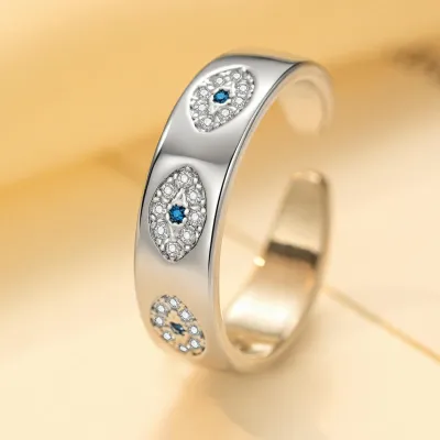 Women Fashion Zircon Evil Eye Opening Ring