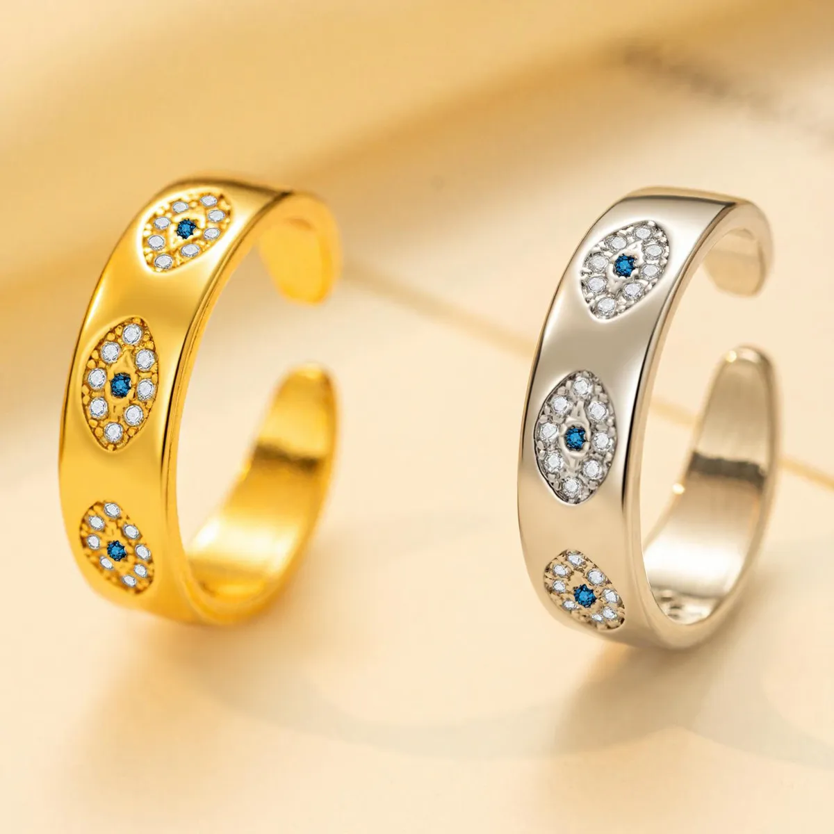 Women Fashion Zircon Evil Eye Opening Ring