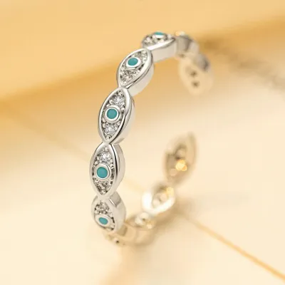Women Fashion Blue Evil Eye Opening Ring
