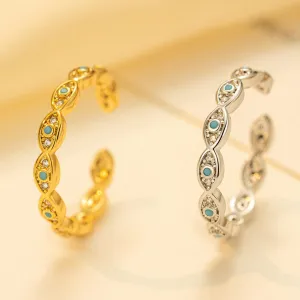 Women Fashion Blue Evil Eye Opening Ring