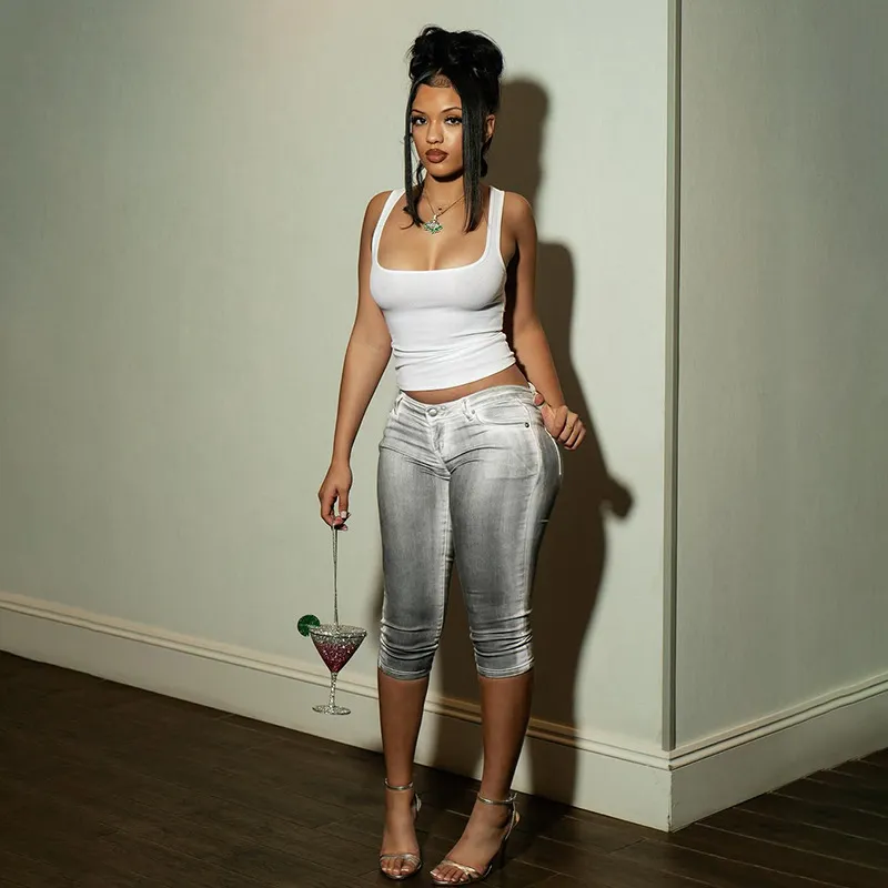 Women Fashion Print Six-Point Pants