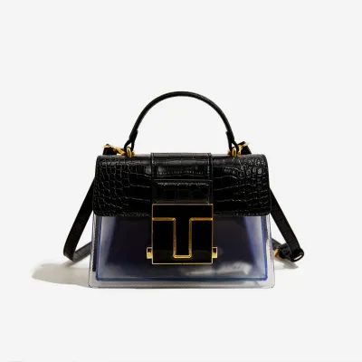 Women'S Fashion Casual Pu Stitching Transparent Handbag