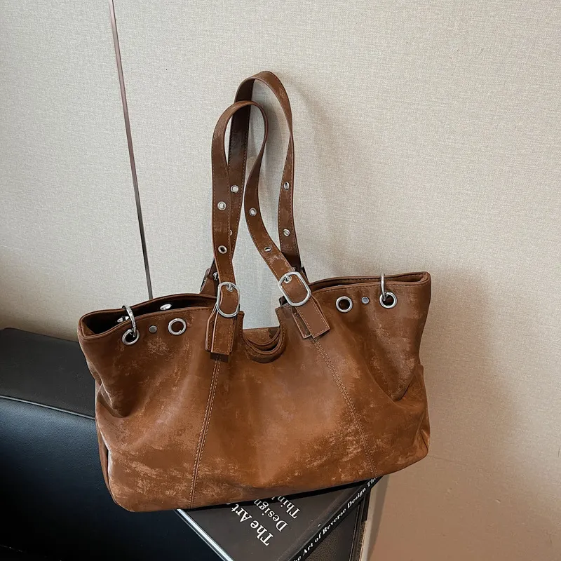 Women Fashion Casual Retro Solid Color Suede Autumn And Winter Portable Shoulder Bag