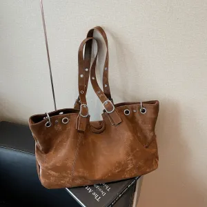 Women Fashion Casual Retro Solid Color Suede Autumn And Winter Portable Shoulder Bag