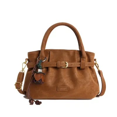 Women Fashion Retro Maillard Solid Color Handbag