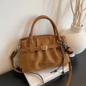 Women Fashion Retro Maillard Solid Color Handbag