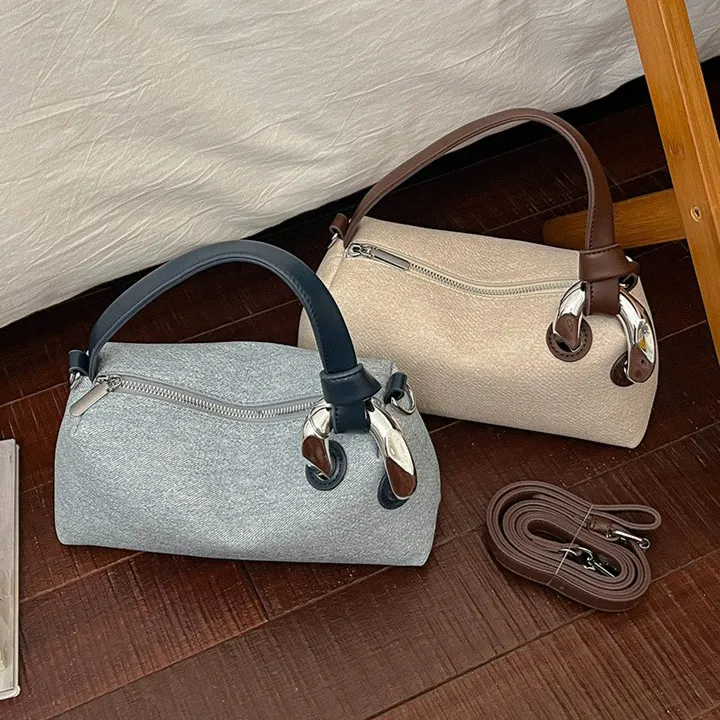 Women Fashion Casual Solid Color Pillow Handbag