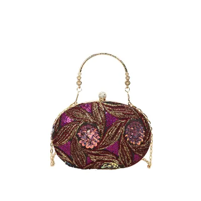 Women Fashion Retro Sequin Chain Evening Bag