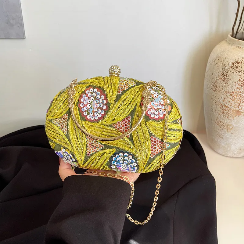 Women Fashion Retro Sequin Chain Evening Bag