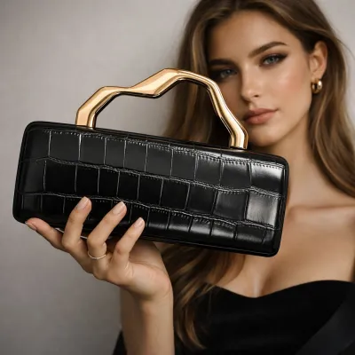 Women Fashion Pu Solid Color Pattern Evening Bag