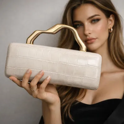 Women Fashion Pu Solid Color Pattern Evening Bag