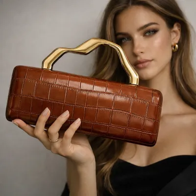 Women Fashion Pu Solid Color Pattern Evening Bag