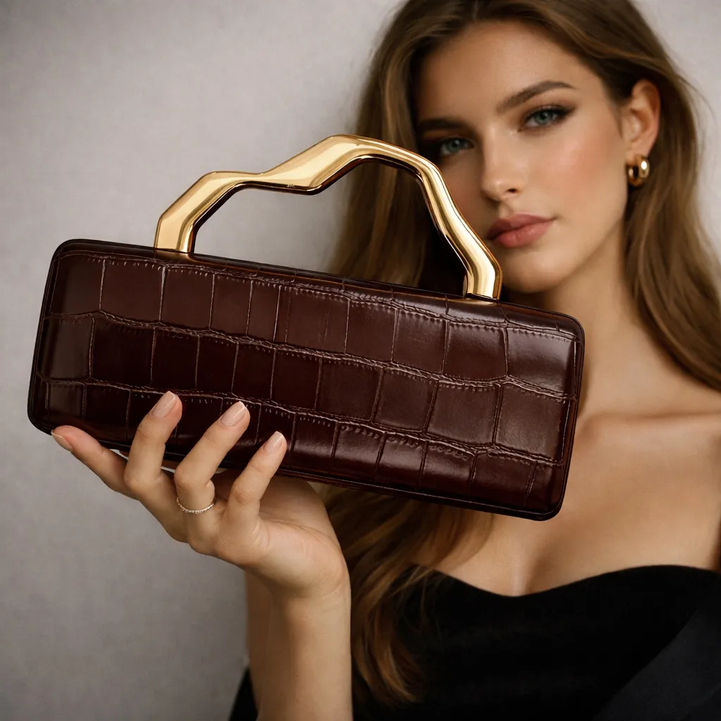 Women Fashion Pu Solid Color Pattern Evening Bag