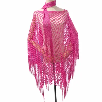 Women Fashion Sexy Spring And Summer Solid Color Hollow-Out Fishing Net Tassel Swimsuit Cover-Ups