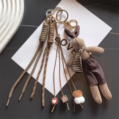 Women Fashion Cute Fabric Plush Rabbit Doll Keychain
