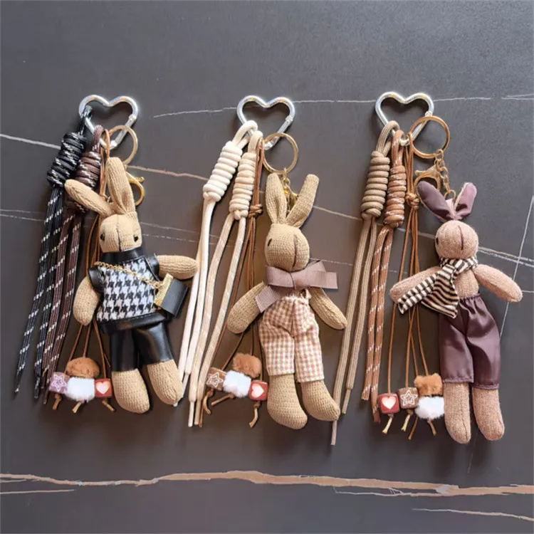 Women Fashion Cute Fabric Plush Rabbit Doll Keychain