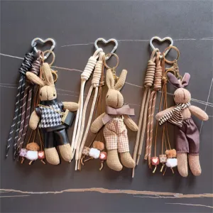 Women Fashion Cute Fabric Plush Rabbit Doll Keychain