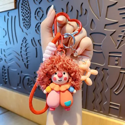 Women Fashion Cute Cartoon Cool Curly Clown Keychain Pendant
