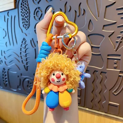 Women Fashion Cute Cartoon Cool Curly Clown Keychain Pendant