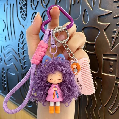 Women Fashion Cartoon Cool Fried Girl Keychain