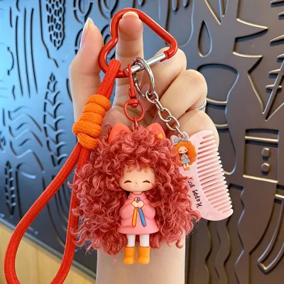 Women Fashion Cartoon Cool Fried Girl Keychain